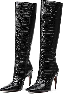 Amazon.com | femflame Black Knee High Boots for Women Wide Calf